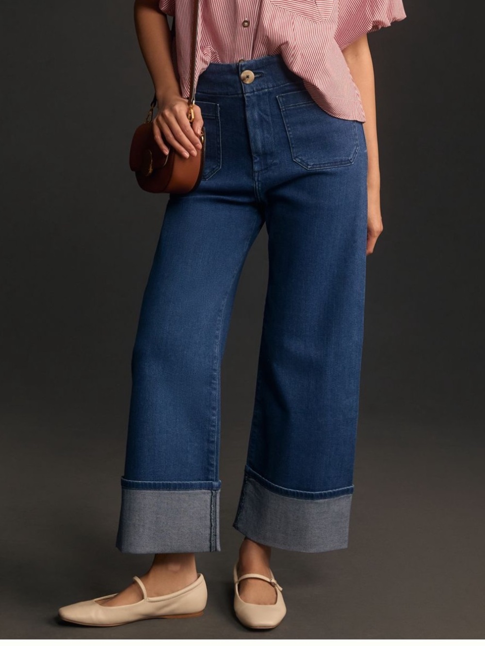 Anthropologie Maeve the Colette Wide-Leg Cuffed Jeans